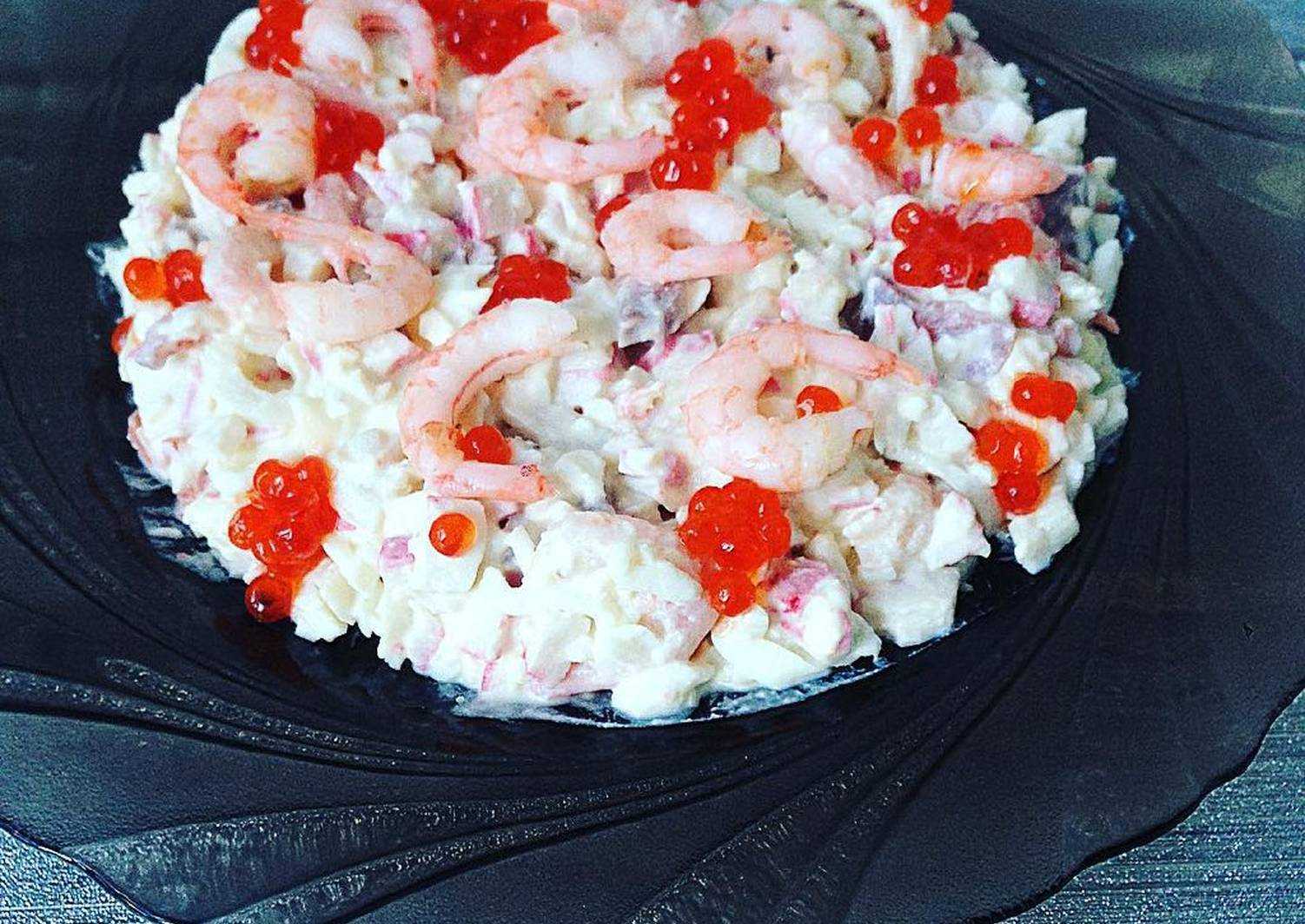 Салат с креветками и икрой красной рецепты