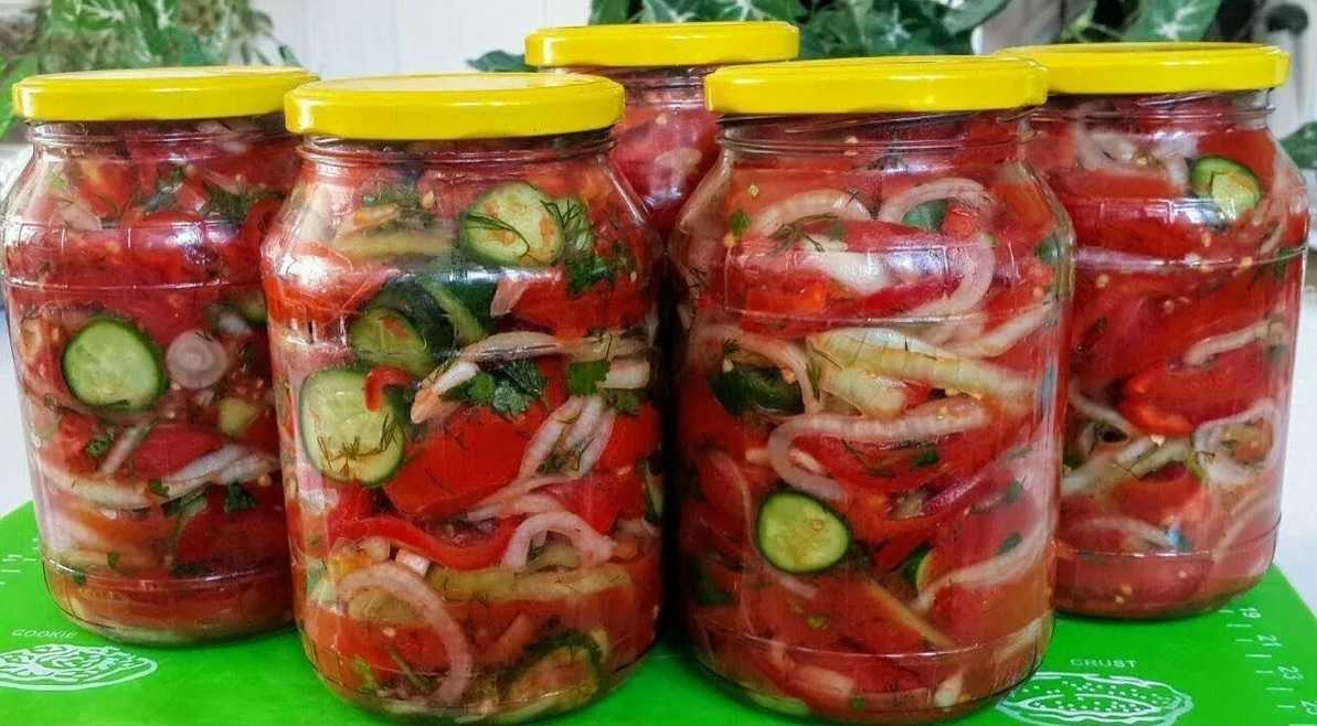 Салат на зиму «витаминный» с капустой, помидорами, перцем и огурцами. пошаговый рецепт с фото — ботаничка