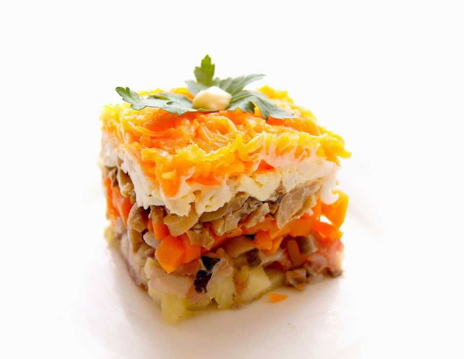 Салат лисичка с корейской морковкой: рецепт с фото, очень вкусный