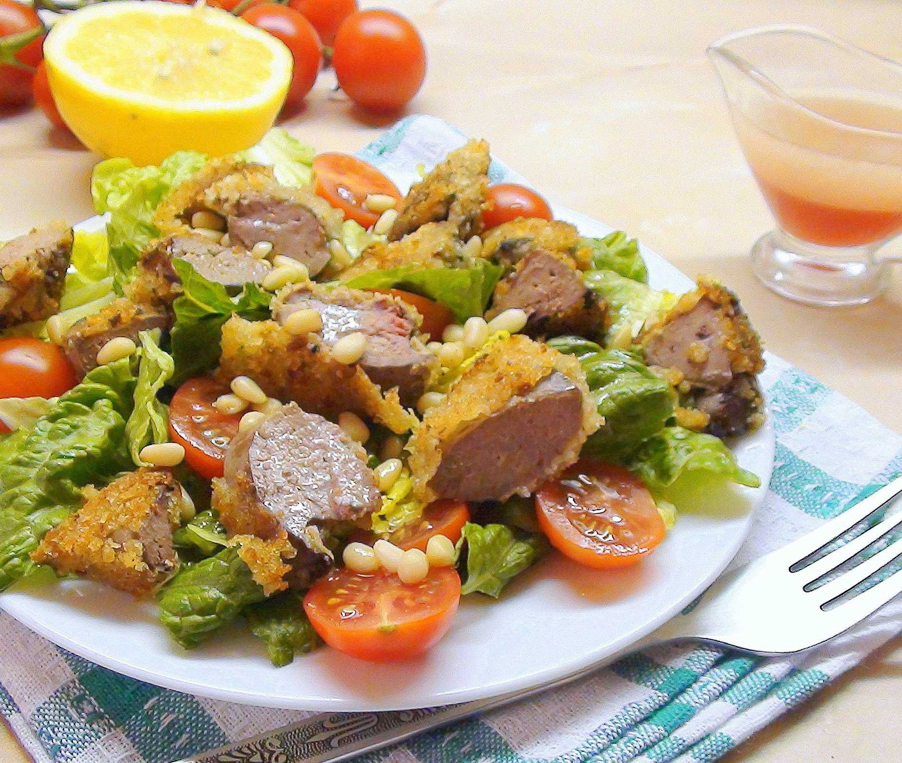 Теплый салат из печени куриной рецепт с фото очень вкусный 🍎