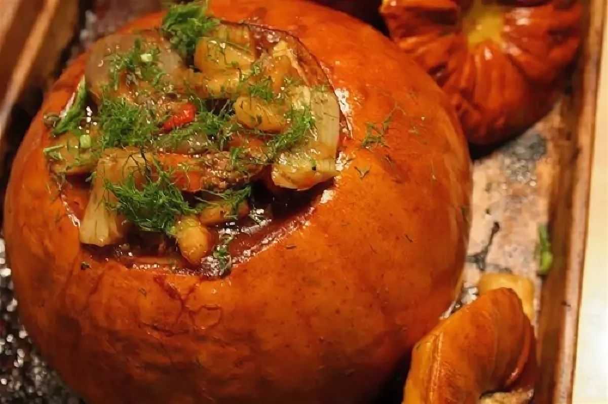 Фаршированная тыква, запеченная в духовке с мясом и рисом | волшебная eда.ру