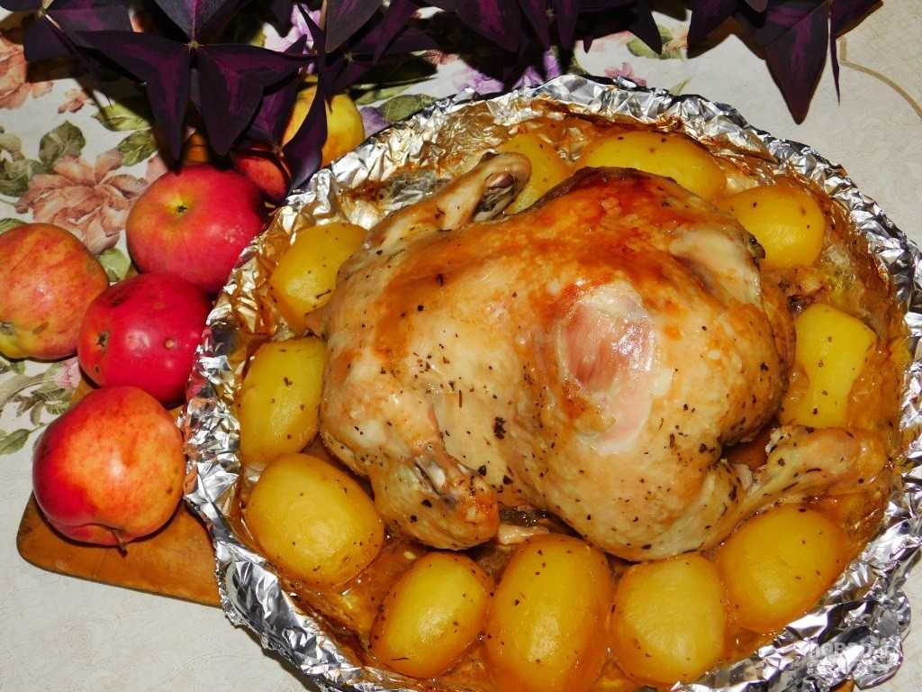 Курица с яблоками в духовке пошаговый рецепт