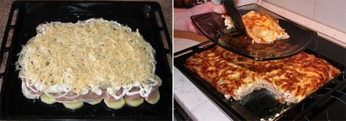 Мясо по-французски с помидорами и картофелем