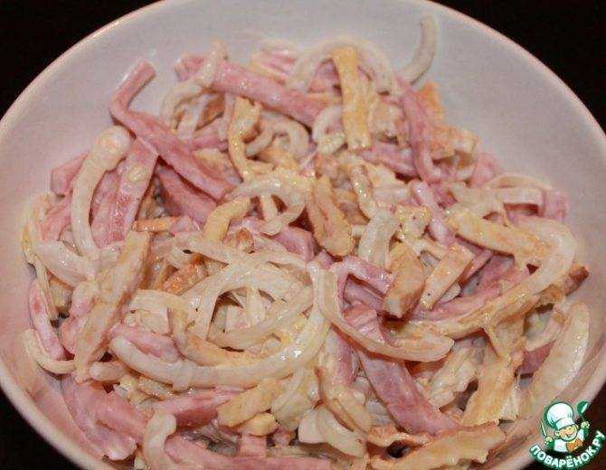 Рецепт салата с ветчиной и маринованными грибами