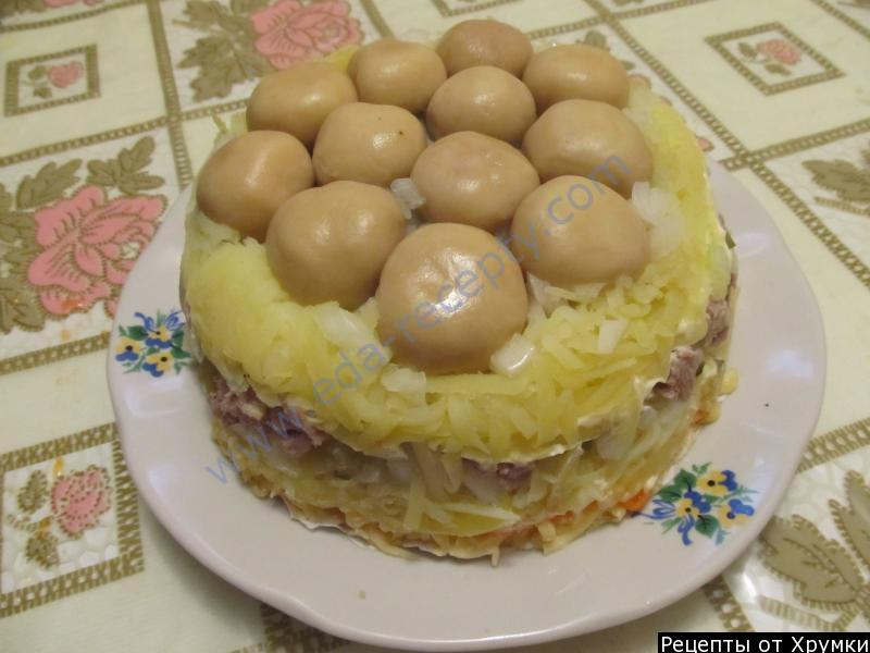 Салат грибное лукошко классический рецепт