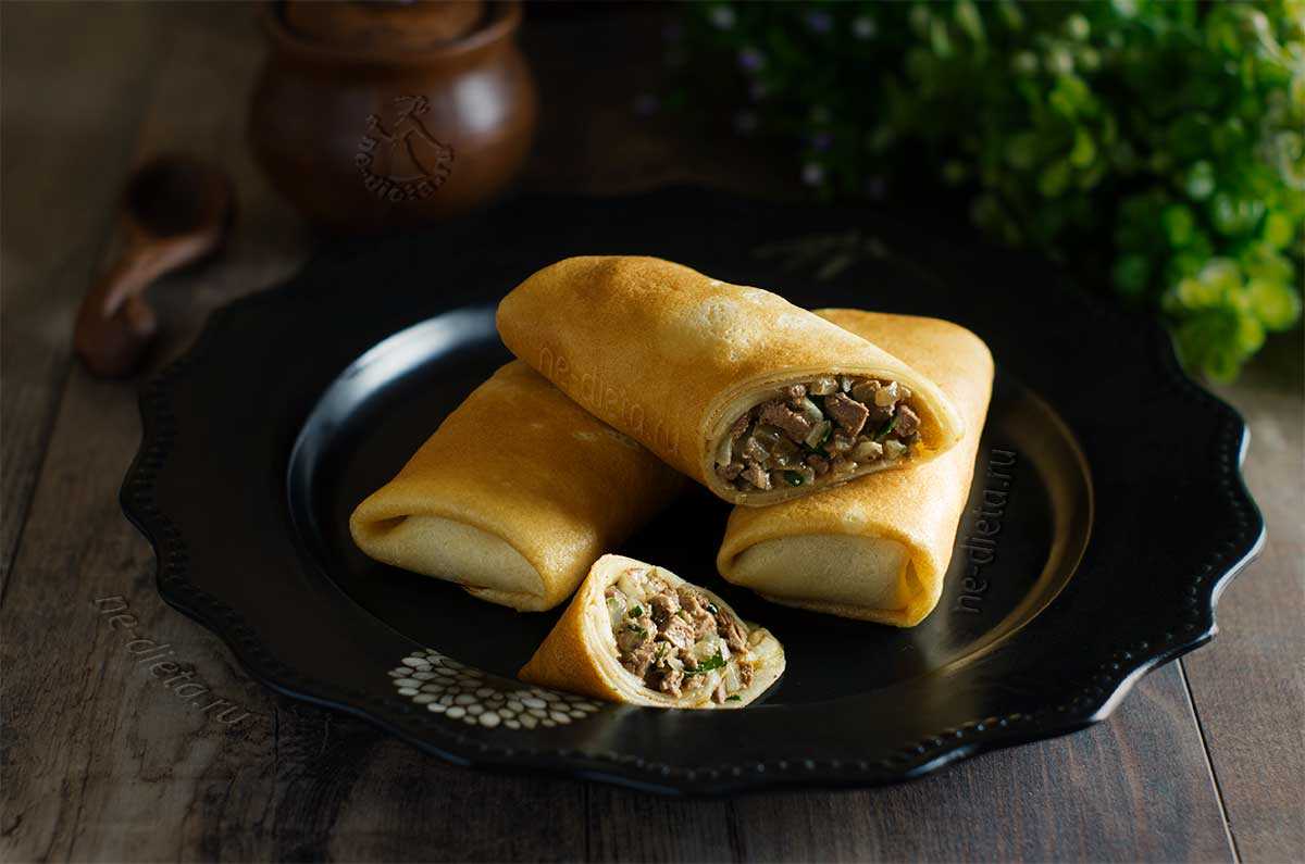 Рулетики из печени с грибами и морковью