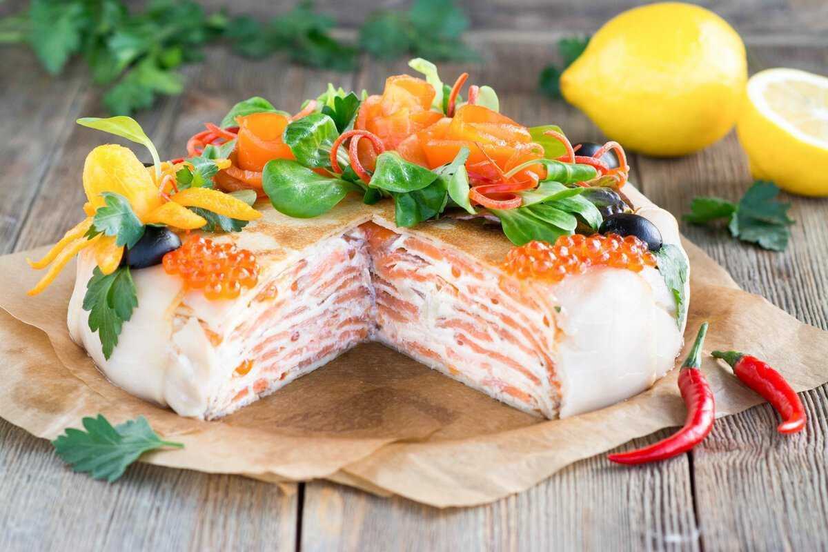 Закусочный торт с лососем. | шедевры кулинарии