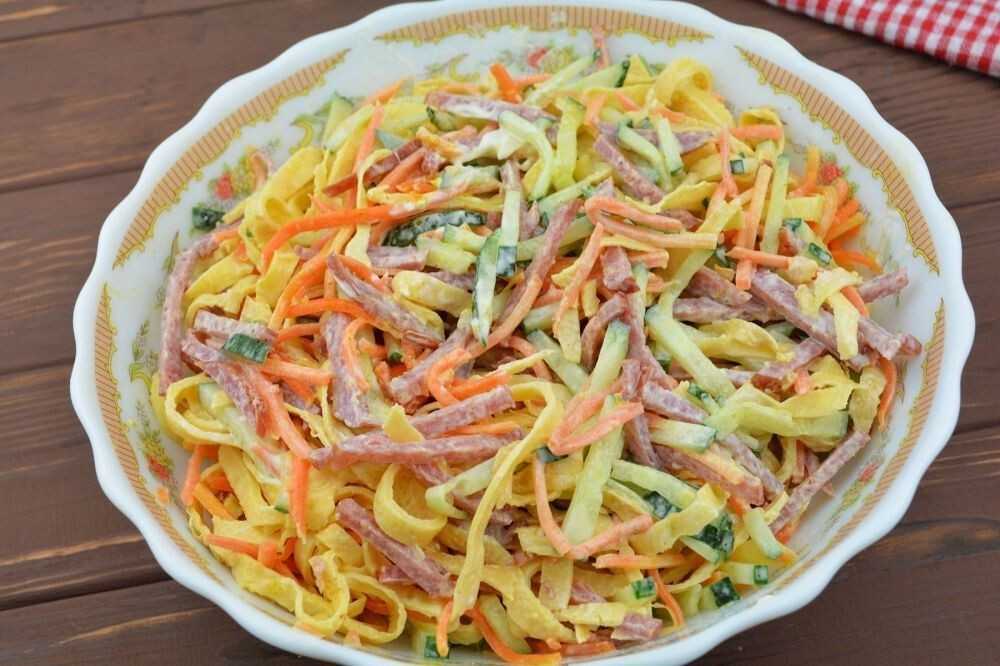 Салаты с блинчиками из яиц — 7 простых и вкусных рецептов