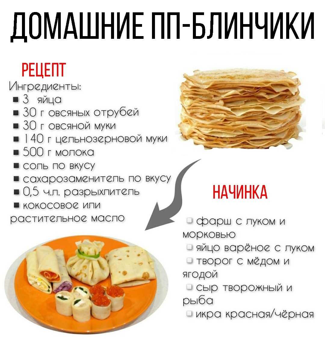 12 лучших диетических начинок для блинов | simpleslim