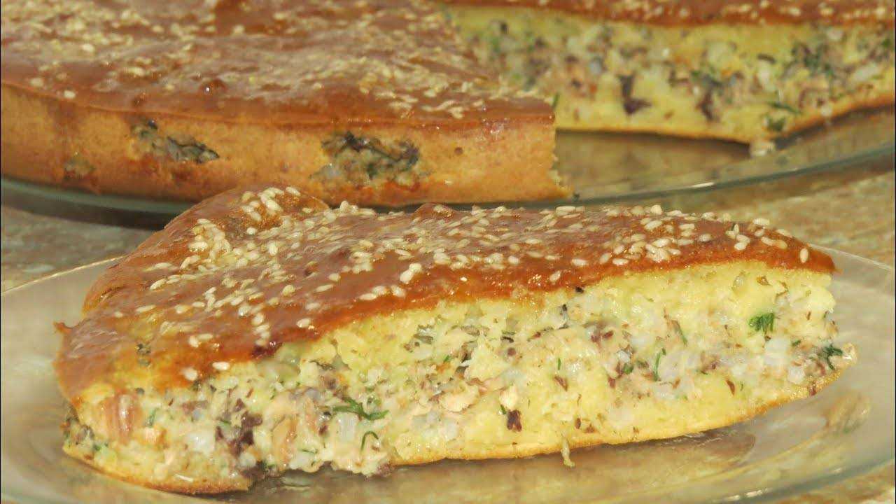 Заливной пирог с рыбными консервами в духовке пошаговый рецепт